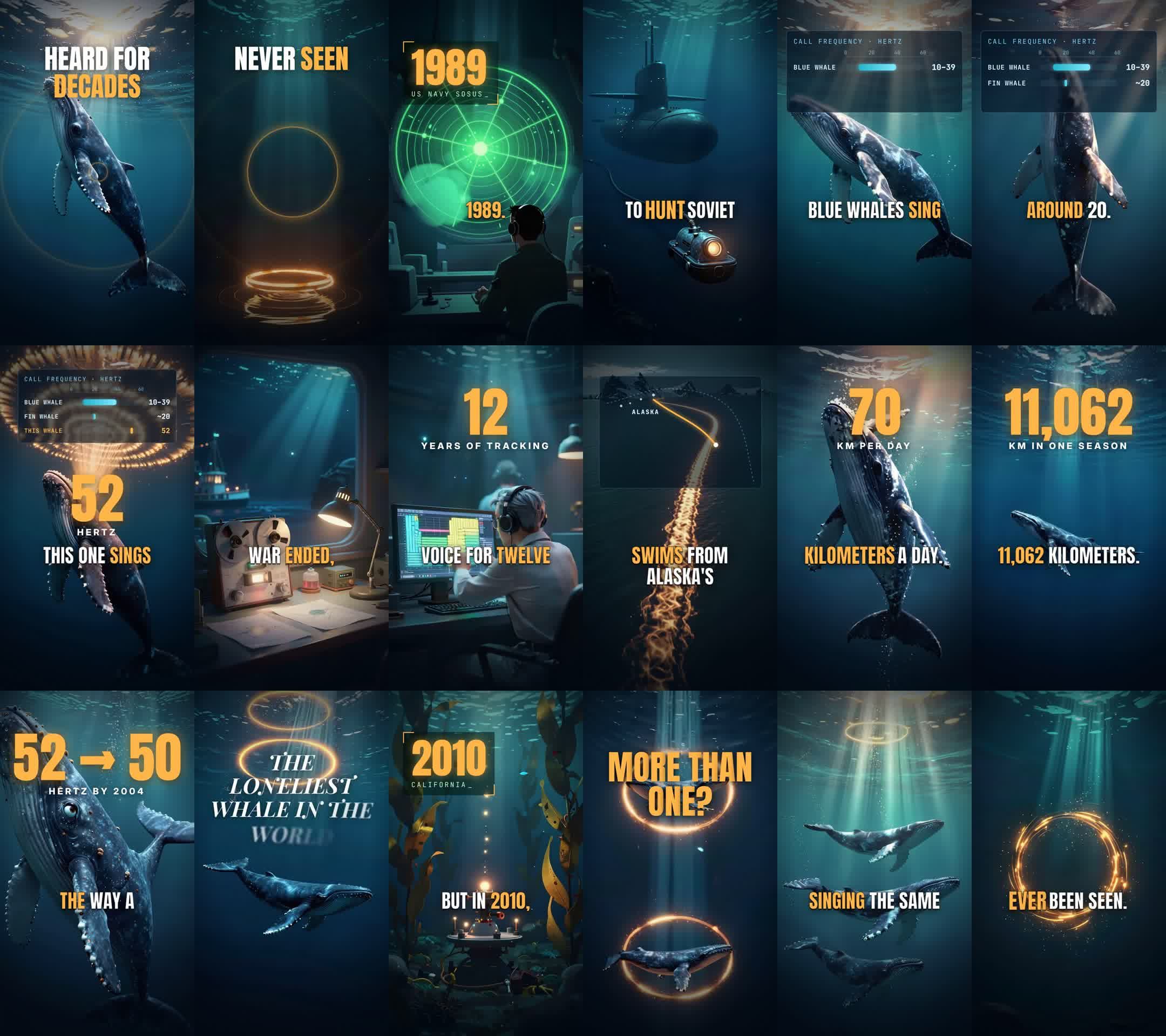 All shots of the 52 Hertz whale Short on one contact sheet